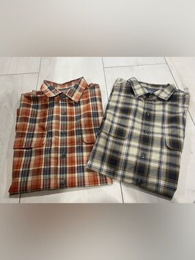 croft & barrow Plaid Button-Down Shirt - Rust Orange & Navy Cream
